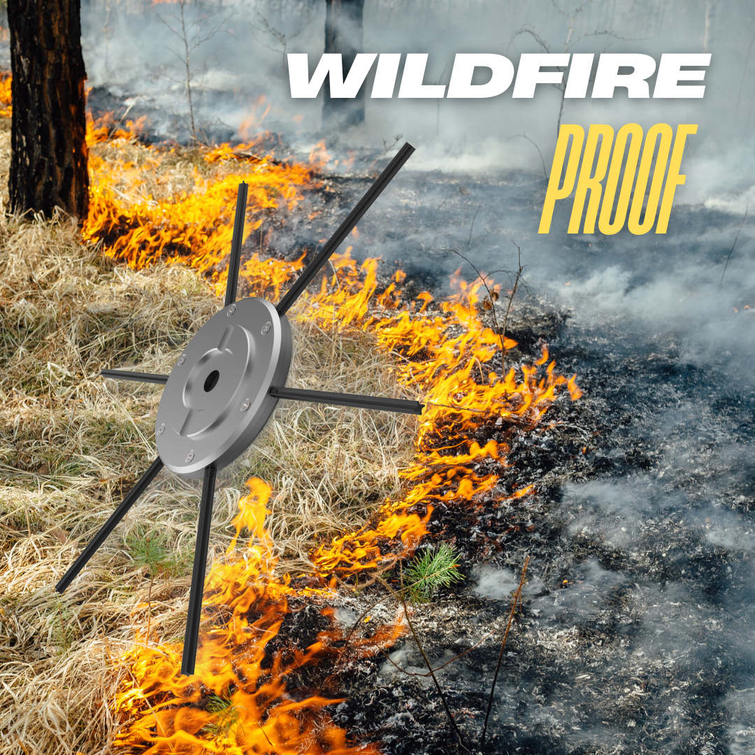 Lawn mower spark igniting dry grass during peak fire season